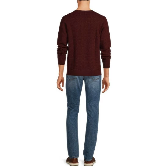 Buy π Murano Collection Textured Crew Neck Sweater Burgundy π 4 Buy π Murano Collection Textured Crew Neck Sweater Burgundy π - Image 4