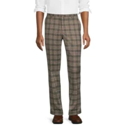 Deals π Murano Electric Jungle Collection Alex Slim-Fit Plaid Suit Separates Flat Front Dress Pants Grey π