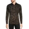 Cheapest ❤️ Murano Intergalactic Collection Slim-Fit Geode Print Long-Sleeve Woven ✨ Shirt Black 🎁