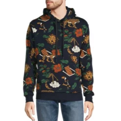 Wholesale 🥰 Murano Liquid Luxury Neoprene Placed Print French Terry Hoodie Dark Navy ⭐