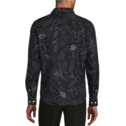 Outlet ✨ Murano Electric Jungle Collection Slim-Fit Floral Jacquard Long-Sleeve Woven ✨ Shirt Black ✨ -Murano Shop unnamed file 1067