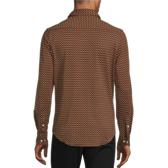 Promo ✨ Murano Slim-Fit Star Print Performance Stretch Long-Sleeve Woven 🤩 Shirt Midnight Blue ❤️ 2 Promo ✨ Murano Slim-Fit Star Print Performance Stretch Long-Sleeve Woven 🤩 Shirt Midnight Blue ❤️ - Image 2