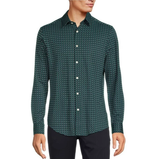 Promo ✨ Murano Slim-Fit Star Print Performance Stretch Long-Sleeve Woven 🤩 Shirt Midnight Blue ❤️ 4 Promo ✨ Murano Slim-Fit Star Print Performance Stretch Long-Sleeve Woven 🤩 Shirt Midnight Blue ❤️ - Image 4