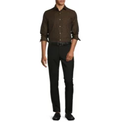 Best reviews of 😀 Murano Electric Jungle Collection Slim-Fit Eye Jacquard Long-Sleeve Woven Shirt Black 🥰 -Murano Shop unnamed file 1105