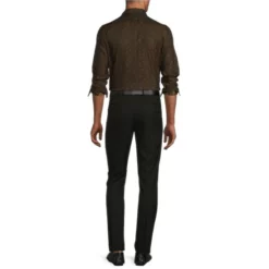 Best reviews of 😀 Murano Electric Jungle Collection Slim-Fit Eye Jacquard Long-Sleeve Woven Shirt Black 🥰 -Murano Shop unnamed file 1106