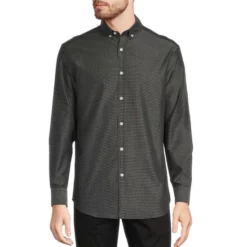 Buy ⌛ Murano Black Diamond Pattern Long-Sleeve Woven 🌟 Shirt ✨