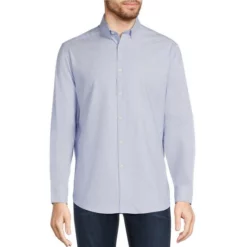 Promo 🔔 Murano Diamond Patern Long-Sleeve Woven Shirt Light Blue 🤩