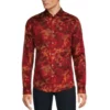 Discount ✨ Murano Intergalactic Collection Slim-Fit Lava Print Long-Sleeve Woven ⌛ Shirt Red ✔️