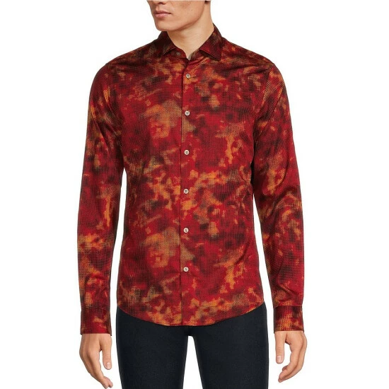 Discount ✨ Murano Intergalactic Collection Slim-Fit Lava Print Long-Sleeve Woven ⌛ Shirt Red ✔️ 1 Discount ✨ Murano Intergalactic Collection Slim-Fit Lava Print Long-Sleeve Woven ⌛ Shirt Red ✔️