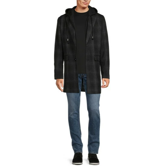 Promo π Murano Plaid Wool Coat Charcoal π 3 Promo π Murano Plaid Wool Coat Charcoal π - Image 3