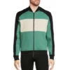 Best Sale 🎁 Murano Liquid Luxury Slim-Fit Color Block Full-Zip Jacket Black/green 😀