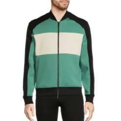 Best Sale π Murano Liquid Luxury Slim-Fit Color Block Full-Zip Jacket Black/green π