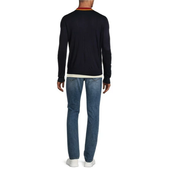 New π Murano Brooklyn Collection Contrast Full Zip Cardigan Sweater Navy π 4 New π Murano Brooklyn Collection Contrast Full Zip Cardigan Sweater Navy π - Image 4