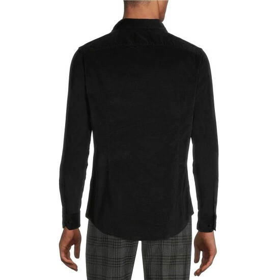Budget βοΈ Murano Intergalactic Collection Slim-Fit Solid Long-Sleeve Corduroy 𧨠Shirt Black π 2 Budget βοΈ Murano Intergalactic Collection Slim-Fit Solid Long-Sleeve Corduroy 𧨠Shirt Black π - Image 2