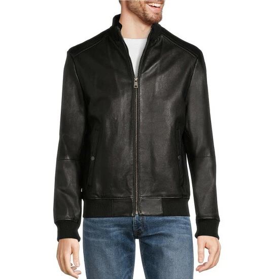 Budget β¨ Murano Textured Leather Bomber Jacket Black 𧨠1 Budget β¨ Murano Textured Leather Bomber Jacket Black π§¨