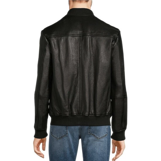 Budget ⨠Murano Textured Leather Bomber Jacket Black 𧨠2 Budget ⨠Murano Textured Leather Bomber Jacket Black 𧨠- Image 2