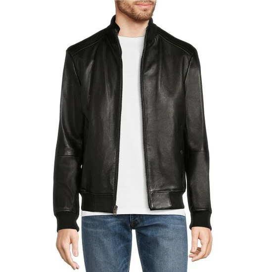 Budget ⨠Murano Textured Leather Bomber Jacket Black 𧨠3 Budget ⨠Murano Textured Leather Bomber Jacket Black 𧨠- Image 3