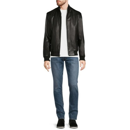 Budget ⨠Murano Textured Leather Bomber Jacket Black 𧨠4 Budget ⨠Murano Textured Leather Bomber Jacket Black 𧨠- Image 4