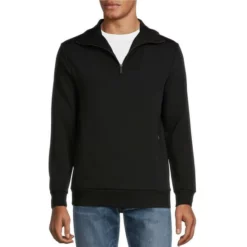 Flash Sale π₯ Murano Liquid Luxury Solid Quarter-Zip Mock Jacket Black π