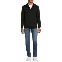 Flash Sale 🔥 Murano Liquid Luxury Solid Quarter-Zip Mock Jacket Black 🛒 -Murano Shop unnamed file 1308