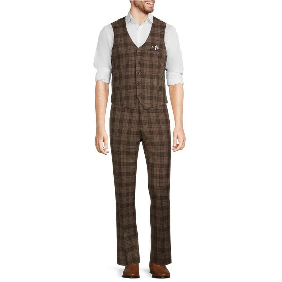 Discount π Murano Plaid 5-Button Welt Suit Separates Vest Brown β¨ 3 Discount π Murano Plaid 5-Button Welt Suit Separates Vest Brown β¨ - Image 3