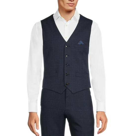 Best Sale ⌛ Murano Plaid Suit Separates Vest Navy ❤️ 1 Best Sale ⌛ Murano Plaid Suit Separates Vest Navy ❤️