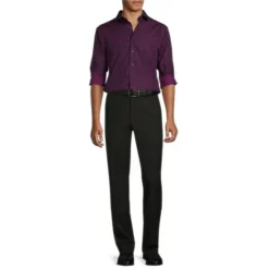 Brand new ⭐ Murano Non-Iron Slim Fit Spread Collar Leaf Print Poplin 😍 Dress Shirt Navy/megenta 🔥 -Murano Shop unnamed file 1340