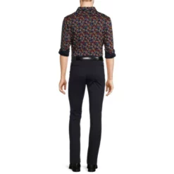 Flash Sale 🥰 Murano Archive Collection Liquid Luxury Slim-Fit Puzzle Cube Printed Long-Sleeve Coatfront ⭐ Shirt Dark Navy ❤️ -Murano Shop unnamed file 1344