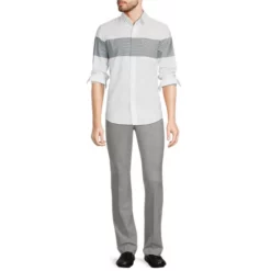 Best reviews of ❤️ Murano Archive Collection Slim-Fit Placed Chest Stripe Long-Sleeve Woven 🧨 Shirt White ✨ -Murano Shop unnamed file 1347