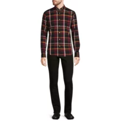 Wholesale ⭐ Murano Intergalactic Collection Slim-Fit Dobby Plaid Long-Sleeve Woven Shirt Black 🎁 -Murano Shop unnamed file 1395