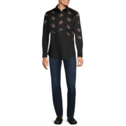 Cheapest 🎁 Murano Sateen Mermaid Pieced Print Long-Sleeve Woven ❤️ Shirt Black ❤️ -Murano Shop unnamed file 1399