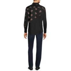 Cheapest 🎁 Murano Sateen Mermaid Pieced Print Long-Sleeve Woven ❤️ Shirt Black ❤️ -Murano Shop unnamed file 1400