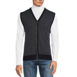 New β Murano Archive Collection Stripe Vest Cardigan Sweater Dark Navy β