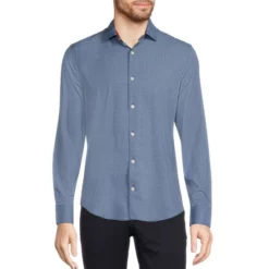 Wholesale 👏 Murano Big & Tall Slim-Fit Dot Print Performance Stretch Long-Sleeve Woven Shirt Blue/red 👍