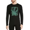 Best deal 😀 Murano Electric Jungle Collection Slim-Fit Flocked Fern Long-Sleeve Tee Black ⌛