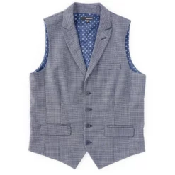 Budget 🎉 Murano Plaid Shawl Vest Navy 🥰