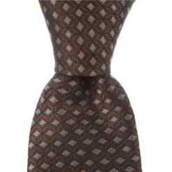 Top 10 🔥 Murano 3D Geometric 3 1/8#double; Silk Tie Brown ❤️