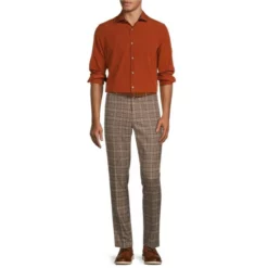 Best deal 👍 Murano Slim-Fit Solid Performance Stretch Long-Sleeve Woven Shirt Copper 🎁 -Murano Shop unnamed file 1490