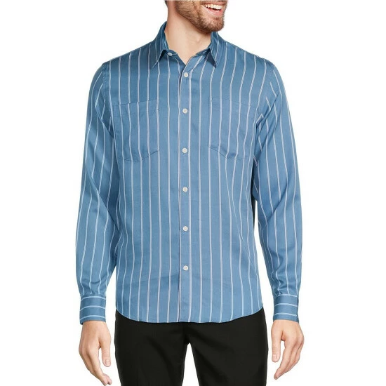 Promo β Murano Archive Collection Slim-Fit Two Pocket Stripe Long-Sleeve Woven βοΈ Shirt Blue Smoke π 1 Promo β Murano Archive Collection Slim-Fit Two Pocket Stripe Long-Sleeve Woven βοΈ Shirt Blue Smoke π