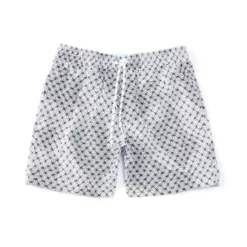 Coupon ⌛ Murano Vintage Diamond Print 6#double; Inseam Swim Trunks White Multi ✨