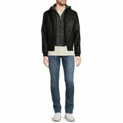 Budget 🛒 Murano Faux Leather Hooded Jacket Black ⌛ -Murano Shop unnamed file 172