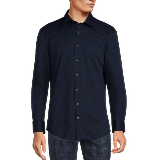 Promo ✨ Murano Non-Iron Slim Fit Spread Collar Cool Max Knit ⌛ Dress Shirt White ⭐ 1 Promo ✨ Murano Non-Iron Slim Fit Spread Collar Cool Max Knit ⌛ Dress Shirt White ⭐