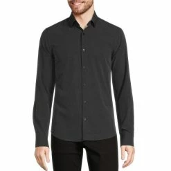 Best deal β¨ Murano Slim-Fit Solid Performance Stretch Long-Sleeve Woven Shirt Charcoal π