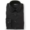 Best Sale 🎁 Murano Slim-Fit Point Collar Solid Sateen Dress Shirt Black 😉
