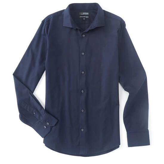 Hot Sale ⌛ Murano Wardrobe Essentials Long-Sleeve Slim-Fit Textured Spread-Collar Sportshirt Dark Navy ✔️ 9 Hot Sale ⌛ Murano Wardrobe Essentials Long-Sleeve Slim-Fit Textured Spread-Collar Sportshirt Dark Navy ✔️ - Image 9