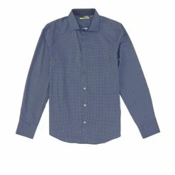 Discount βοΈ Murano Performance Stretch Slim-Fit Geometric Print Long-Sleeve Woven π Shirt Navy β¨