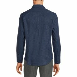 Discount ✔️ Murano Performance Stretch Slim-Fit Geometric Print Long-Sleeve Woven 😀 Shirt Navy ✨ -Murano Shop unnamed file 430