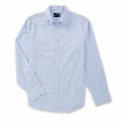 Best Sale 👏 Murano Wardrobe Essentials Slim-Fit Solid Twill Long-Sleeve Woven Shirt Light Periwinkle 🎁