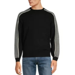 Wholesale π Murano Performance Shoulder Stripe Crewneck Sweater Black π