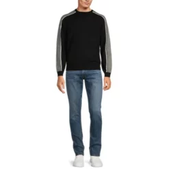 Wholesale 😍 Murano Performance Shoulder Stripe Crewneck Sweater Black 🌟 -Murano Shop unnamed file 586